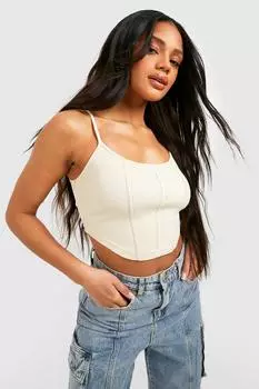 Укороченный топ с деталями корсета и стрелками Boohoo, серый