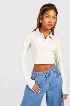 Укороченный топ с длинными рукавами basic Boohoo, серый