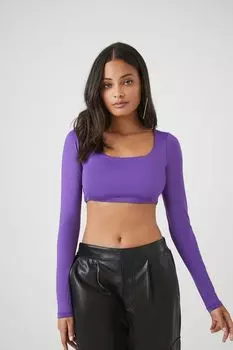Укороченный топ с длинными рукавами Contour Forever 21, фиолетовый