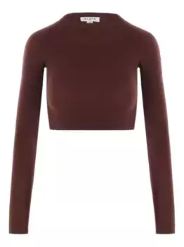 Укороченный топ с длинными рукавами и круглым вырезом Alaa, коричневый