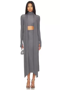 Укороченный топ с длинными рукавами и шарфом Alex Perry, цвет iron