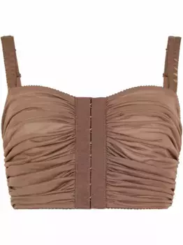 Укороченный топ с драпировкой DOLCE & GABBANA, коричневый