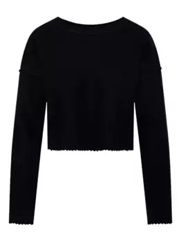 Укороченный топ с фестонами MAX MARA, черный