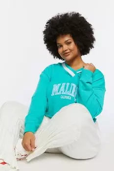 Укороченный топ с графическим рисунком Malibu больших размеров Forever 21, зеленый
