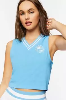Укороченный топ с графическим рисунком Palm Beach Leisure Club Forever 21, синий