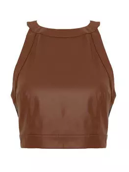 Укороченный топ с халтер-воротником Nocturne, коричневый