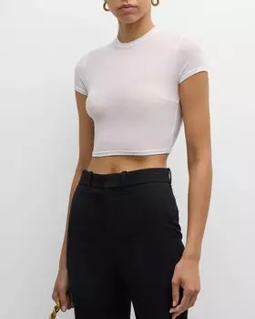 Укороченный топ с короткими рукавами LaQuan Smith, цвет White