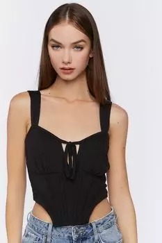 Укороченный топ с корсетом и завязками спереди Forever 21, черный