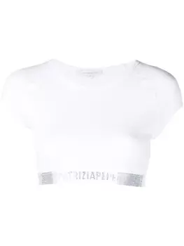 Укороченный топ с кристаллами Patrizia Pepe, белый