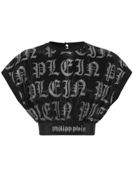 Укороченный топ с кристаллами Philipp Plein, черный