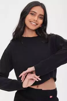 Укороченный топ с круглым вырезом Forever 21, черный