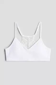 Укороченный топ с кружевной отделкой H&M, белый