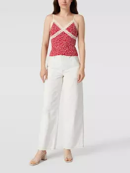 Укороченный топ с кружевной отделкой Review, красный