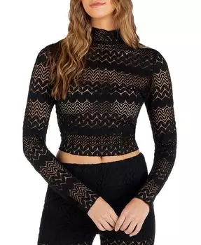 Укороченный топ с кружевным воротником Hurley, черный