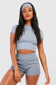 Укороченный топ с крышками overdyed Boohoo, шалфей