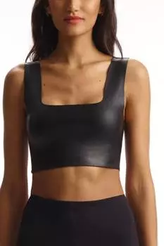 Укороченный топ с квадратным вырезом черного цвета Commando