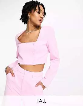 Укороченный топ с квадратным вырезом Extro & Vert нежно-розового цвета