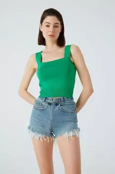 Укороченный топ с квадратным вырезом JOIN US, зеленый