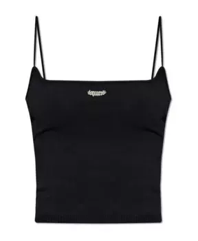 Укороченный топ с логотипом Dsquared2, черный