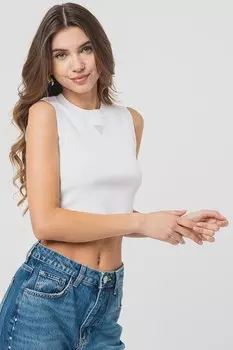Укороченный топ с логотипом Guess, белый