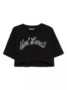 Укороченный топ с логотипом Just Cavalli, черный
