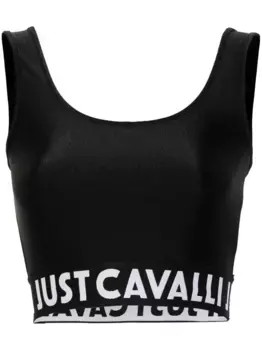 Укороченный топ с логотипом Just Cavalli, черный