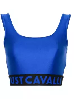 Укороченный топ с логотипом Just Cavalli, синий