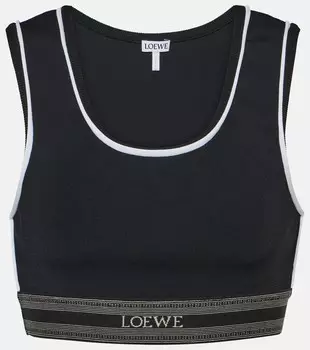 Укороченный топ с логотипом Loewe, черный