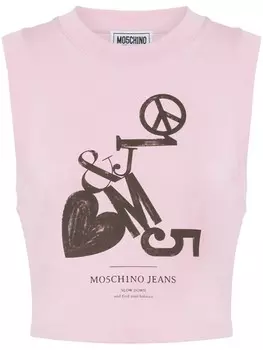 Укороченный топ с логотипом MOSCHINO JEANS, розовый