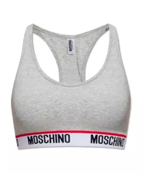 Укороченный топ с логотипом Moschino, серый