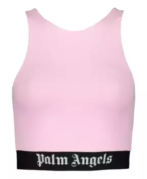Укороченный топ с логотипом на эластичном поясе Palm Angels, розовый