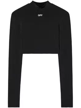 Укороченный топ с логотипом Off-White, черный