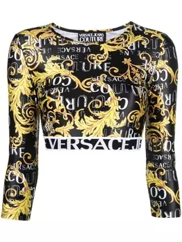 Укороченный топ с логотипом Versace Jeans Couture, черный