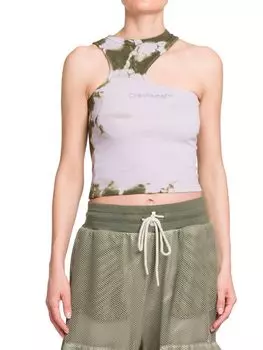Укороченный топ с логотипом вязки в рубчик Bling Tie-Dye Off-White, цвет Military Lilac
