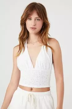 Укороченный топ с люверсами и бретелькой на бретельках Forever 21, белый