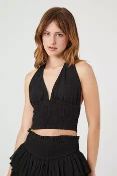 Укороченный топ с люверсами и бретелькой на бретельках Forever 21, черный