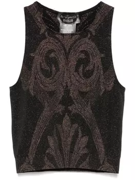 Укороченный топ с металлическим жаккардом Wolford, черный