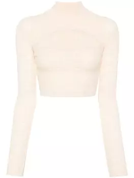 Укороченный топ с монограммой Elisabetta Franchi, бежевый
