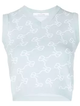 Укороченный топ с монограммой Rokh, синий