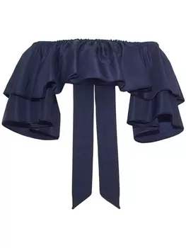 Укороченный топ с оборками Adam Lippes, синий