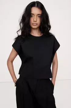 Укороченный топ с острыми плечами Banana Republic, черный