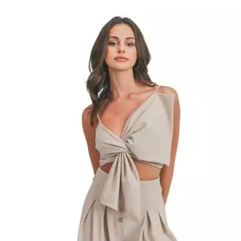 Укороченный топ с отделкой спереди FASHNZFAB, цвет oatmeal