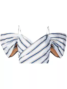 Укороченный топ с отделкой в полоску Silvia Tcherassi, синий