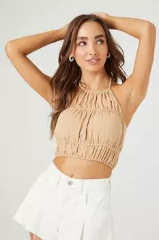 Укороченный топ с открытой спиной и бретелькой на шее Forever 21, коричневый