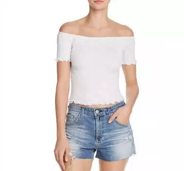 Укороченный топ с открытыми плечами, белый Aqua