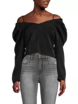 Укороченный топ с открытыми плечами Dkny, черный