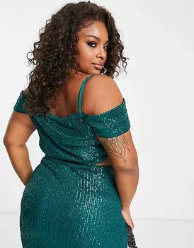 Укороченный топ с открытыми плечами и пайетками Jaded Rose Plus