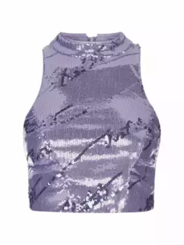 Укороченный топ с пайетками Rotate Birger Christensen, фиолетовый