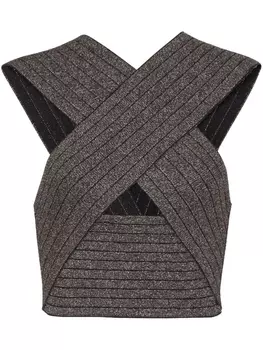 Укороченный топ с перекрестными бретелями Balmain, золотистый