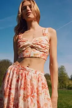 Укороченный топ с перекрученной деталью H&M, красный
